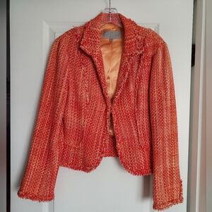 Emil Rutenberg Vibrant Orange Tweed Blazer Sz Small